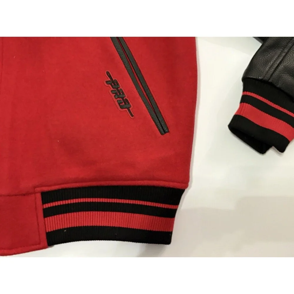 Pro Standard NBA Basketball Varsity Jacket Full Zip Red & Leather Men’s L NWT